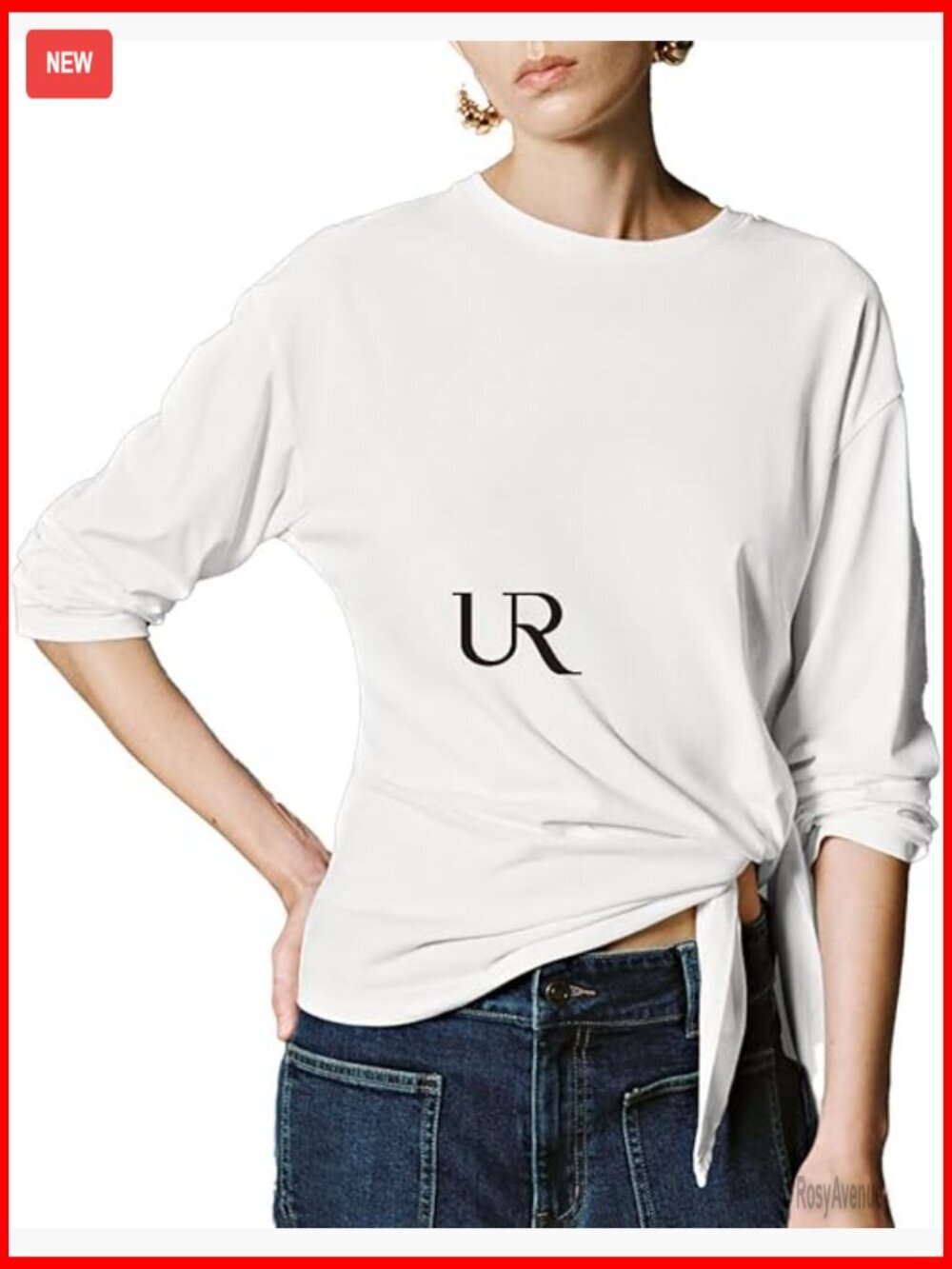 Long Sleeve Crew Neck Tunic Blouse Ruched Tie Front Asymmetrical Shirt